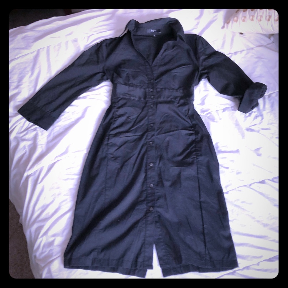 Express stretch black collard dress